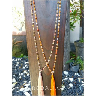 transparent ceramic beads bali tassels necklaces designs